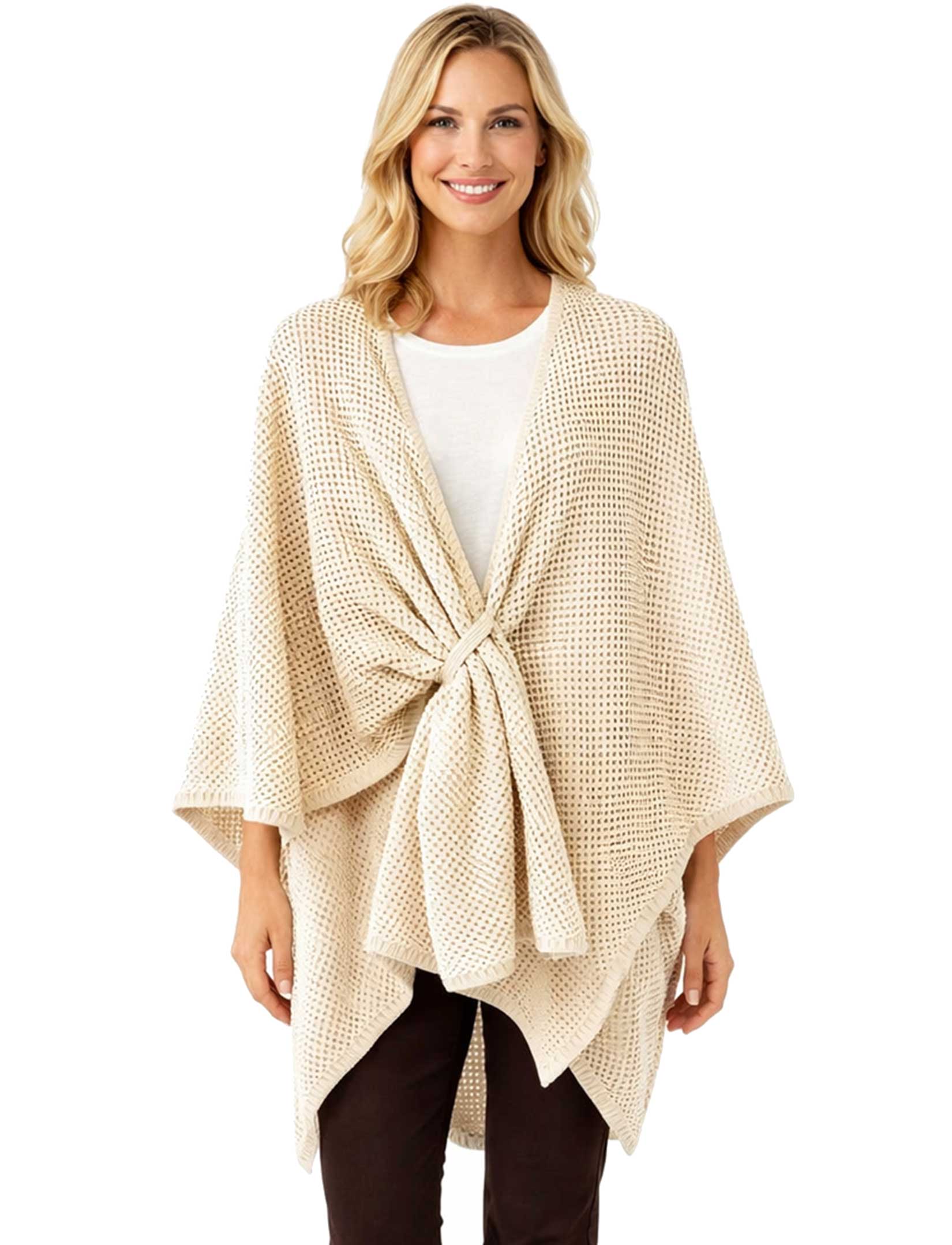 3921/T - Waffle Weave Loop Capes