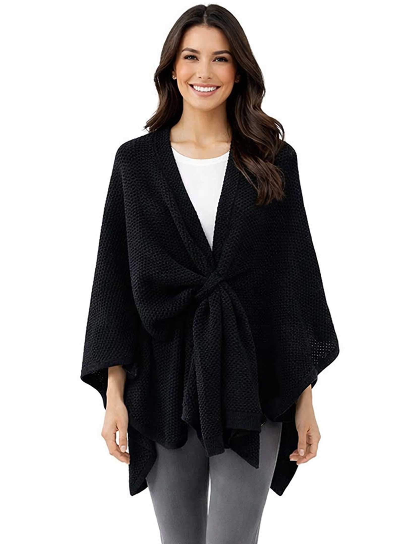 3921/T - Waffle Weave Loop Capes