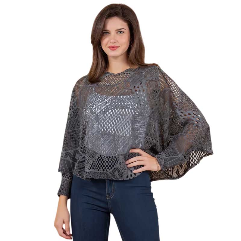 1805 - Lace Knit Poncho/Top with Sleeves