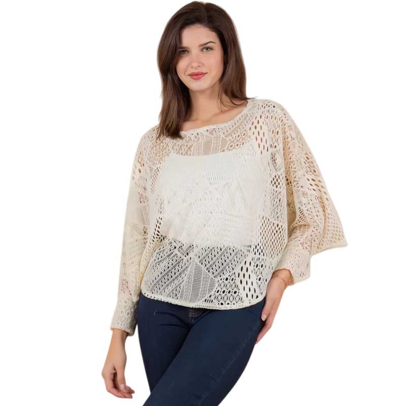 1805 - Lace Knit Poncho/Top with Sleeves