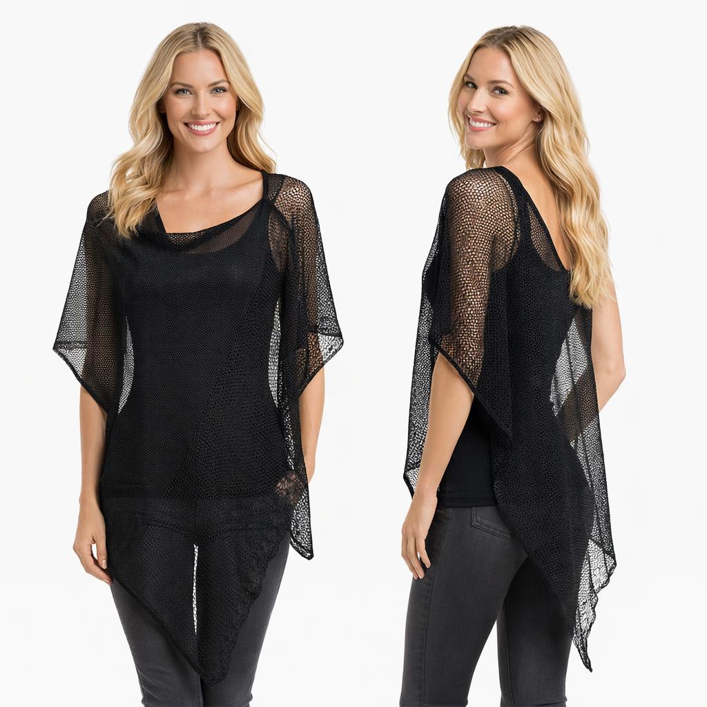 3969 - Mesh Knit Poncho