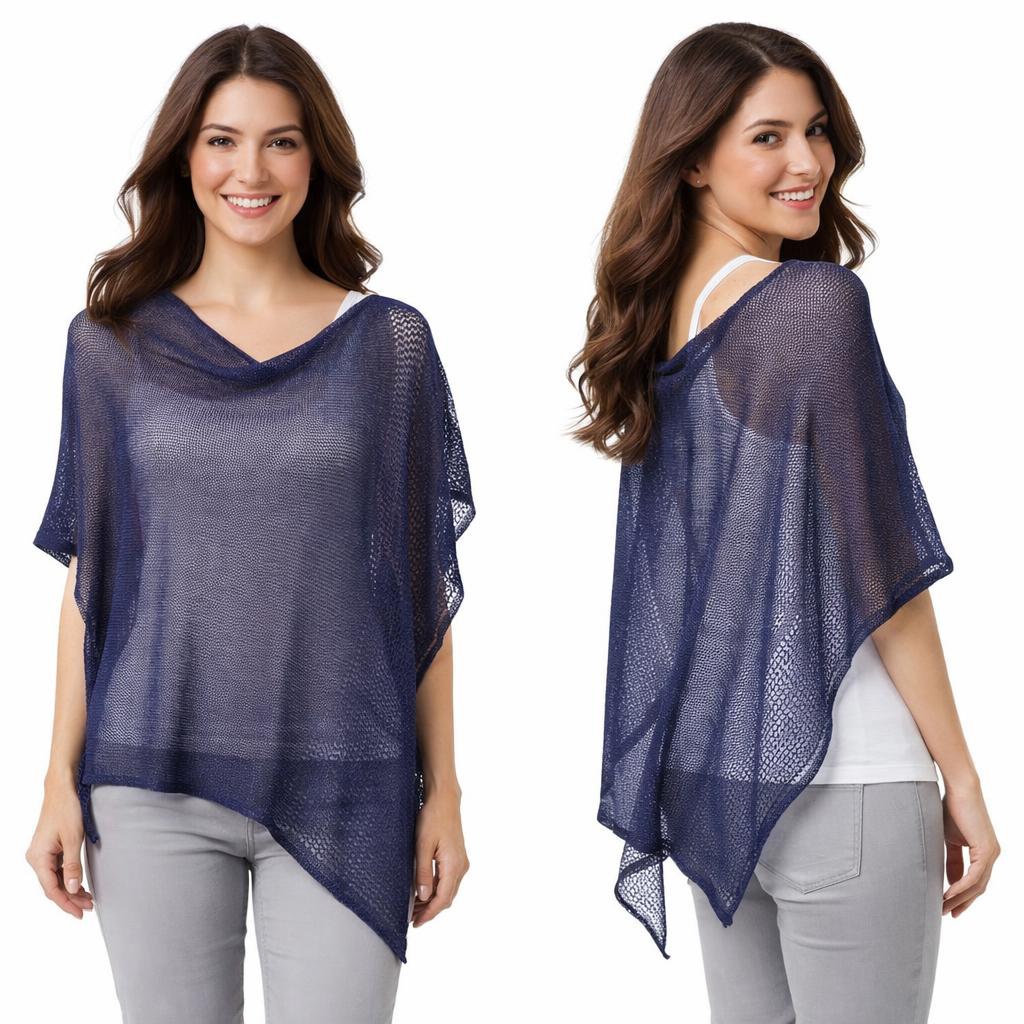 3969 - Mesh Knit Poncho