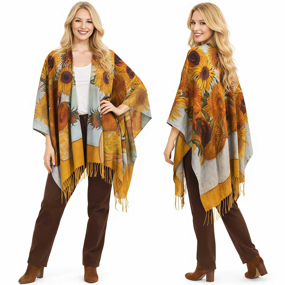 3972 - Sueded Art Design Ruana Capes