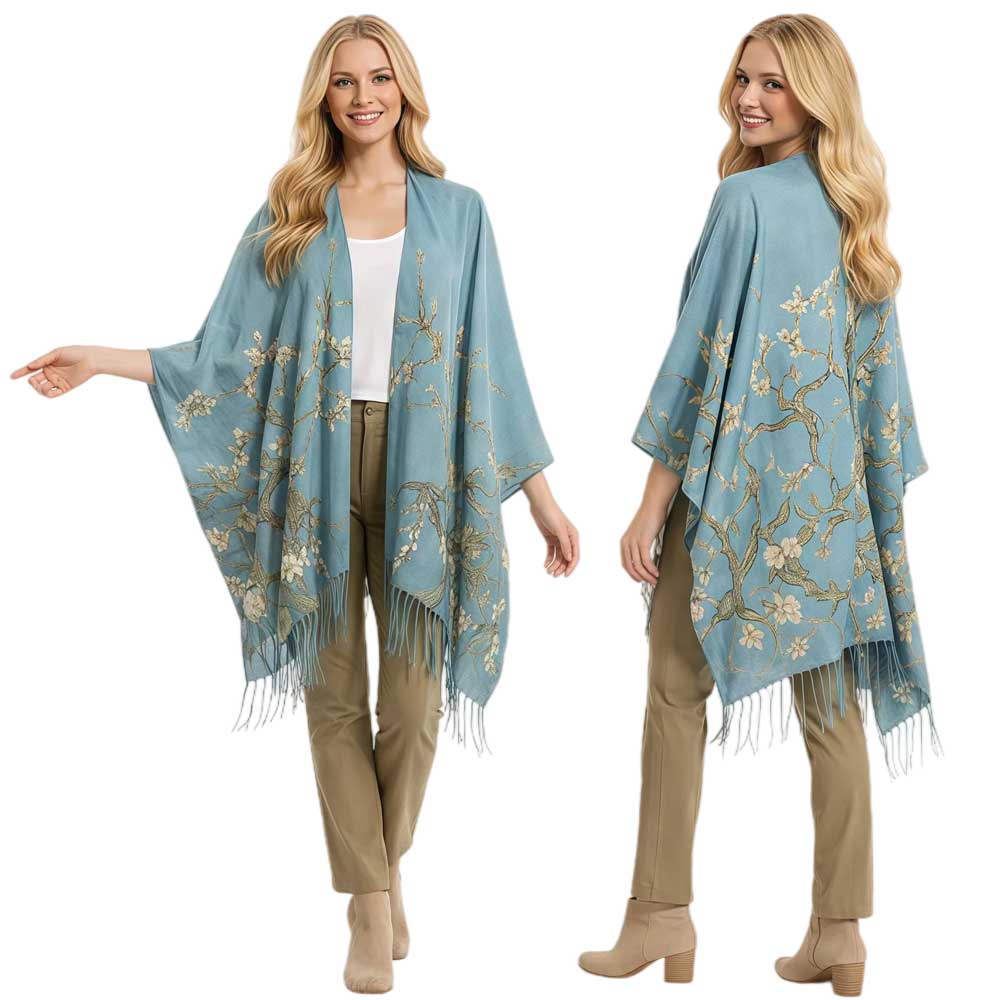 3972 - Sueded Art Design Ruana Capes