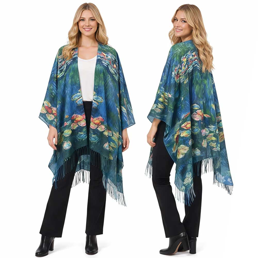 3972 - Sueded Art Design Ruana Capes