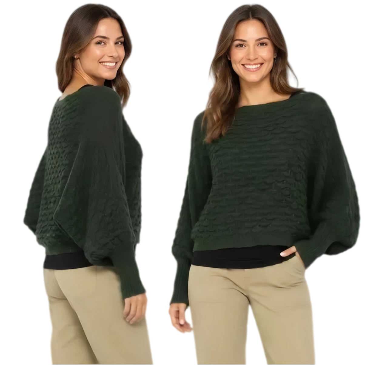 3984 - Cropped Sweater Poncho with Sleeves