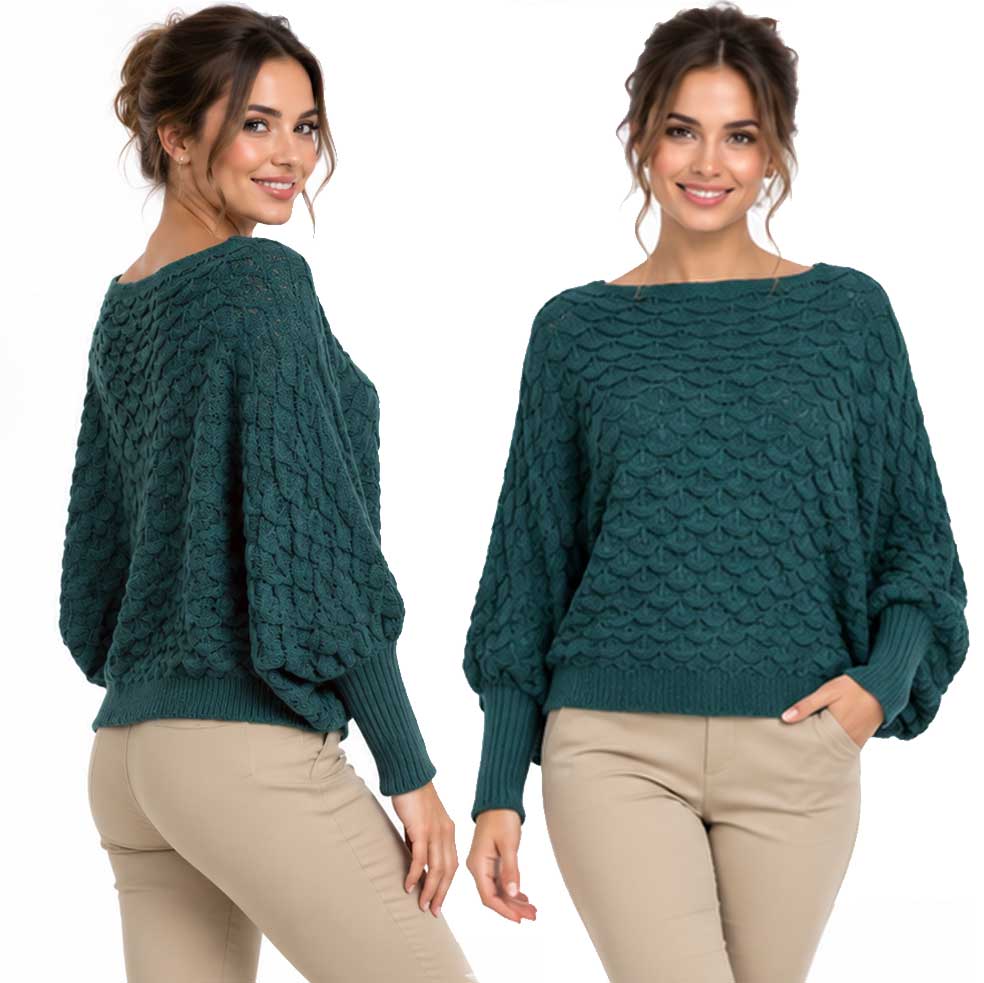 3984 - Cropped Sweater Poncho with Sleeves