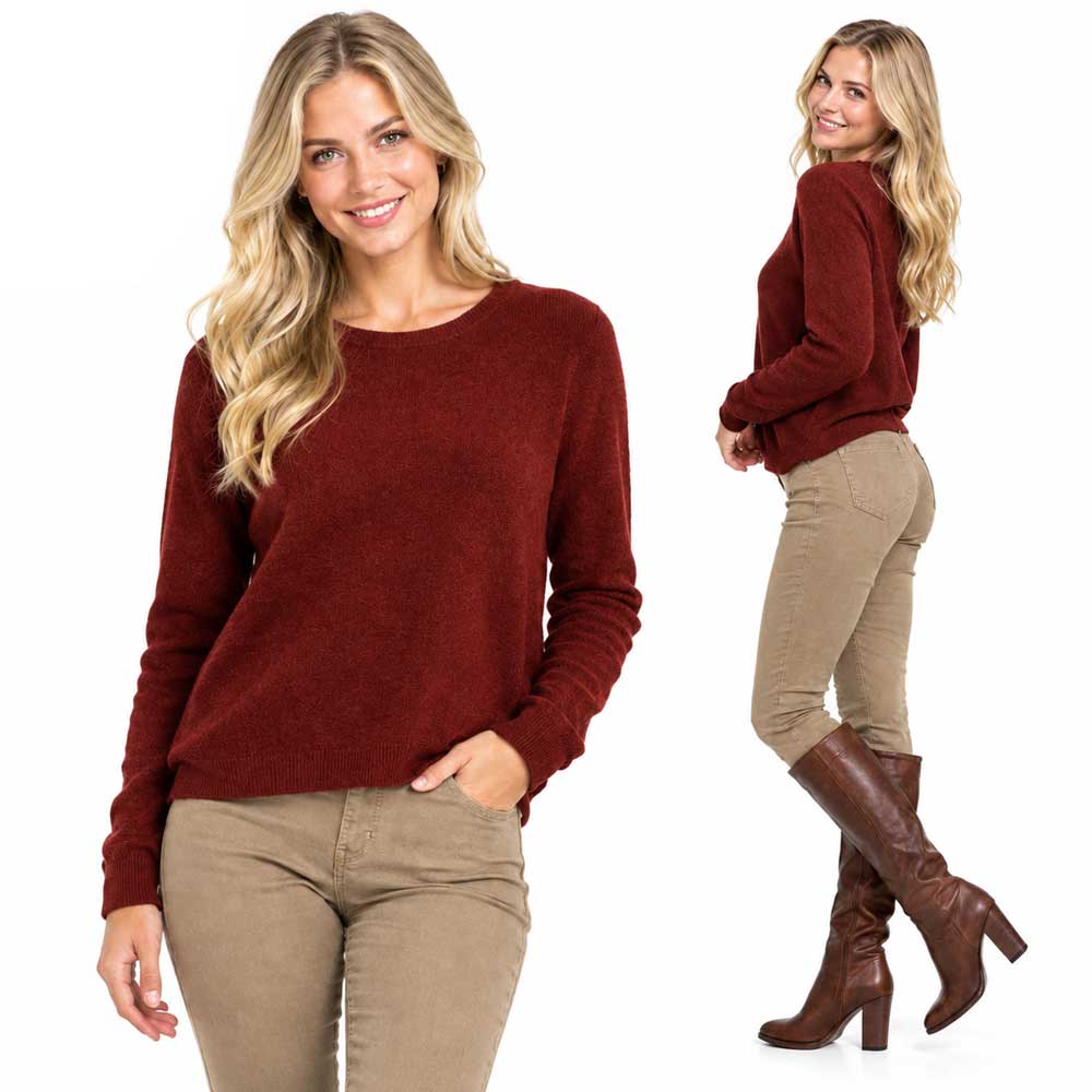 2786 - Round Neck Wool Blend Sweaters