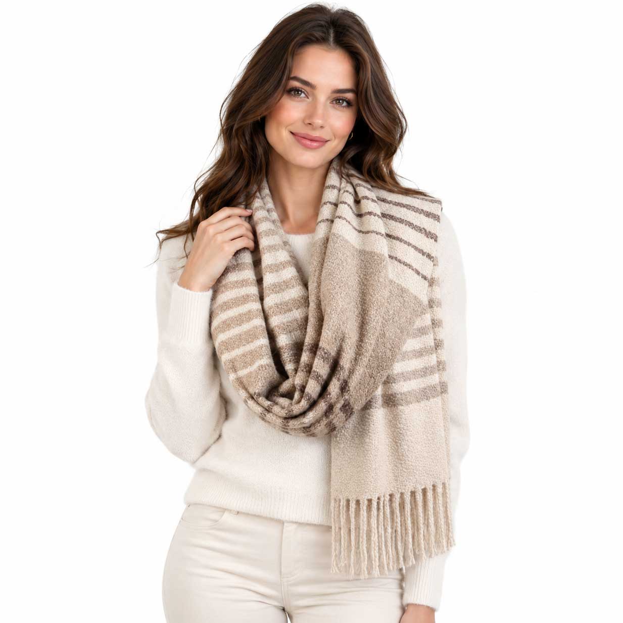 4371 - Color Block and Striped Winter Scarves