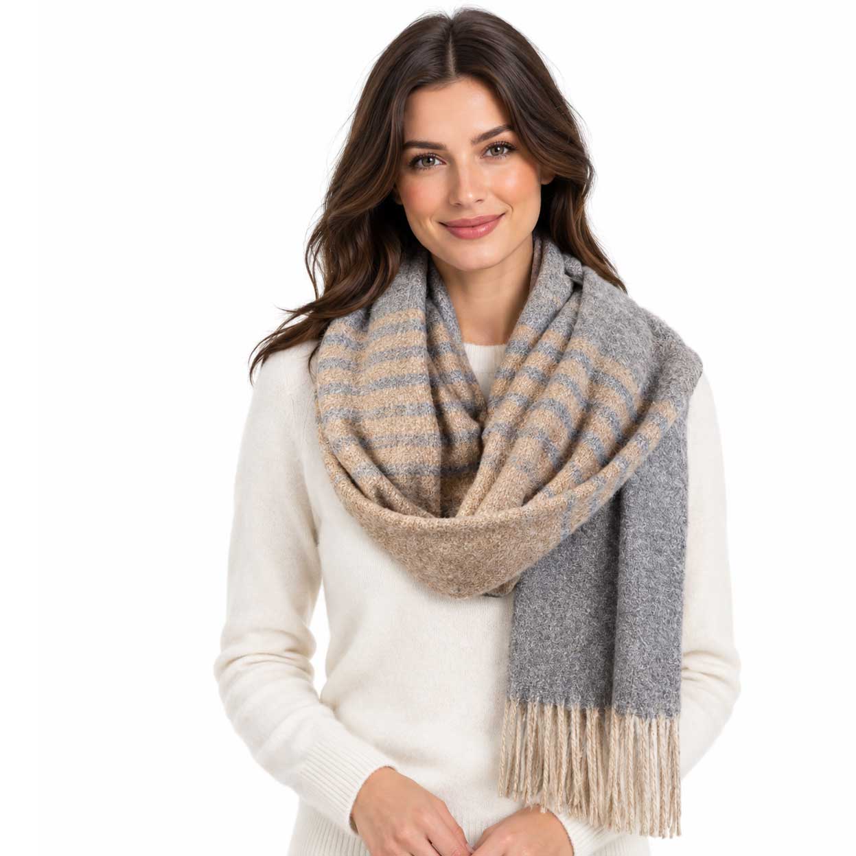 4371 - Color Block and Striped Winter Scarves