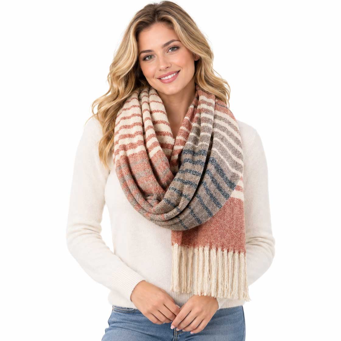 4371 - Color Block and Striped Winter Scarves