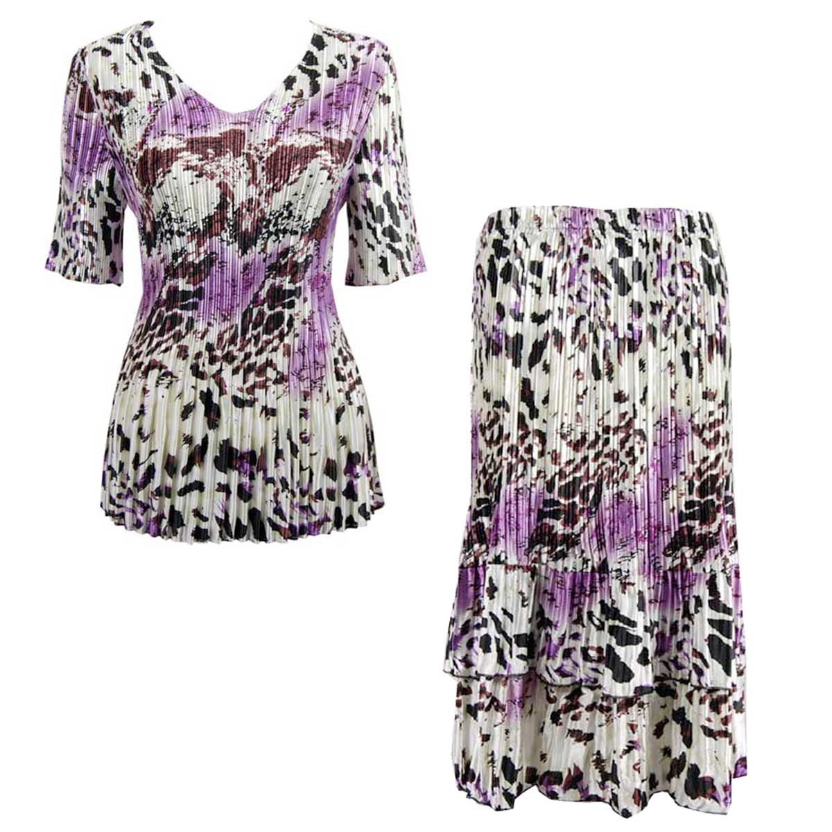 748  - Matching Satin Mini Pleat Skirt and Top Set