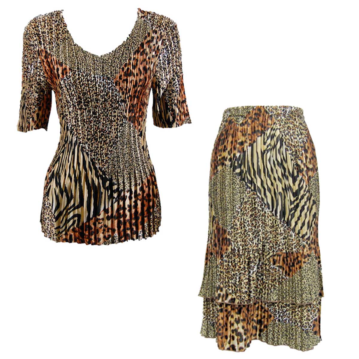 748  - Matching Satin Mini Pleat Skirt and Top Set