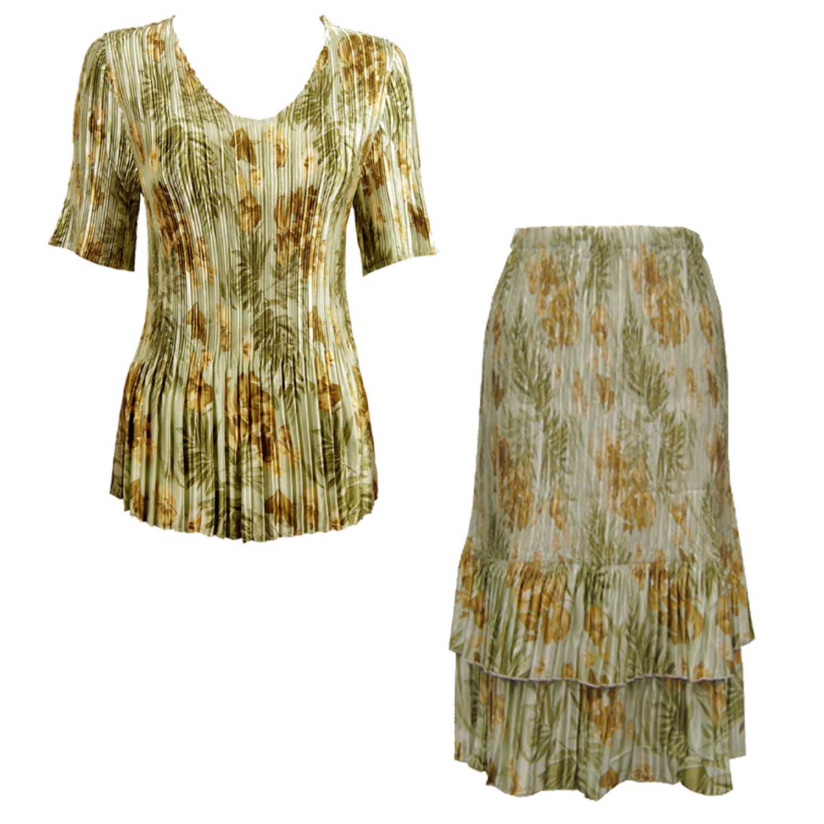 748  - Matching Satin Mini Pleat Skirt and Top Set