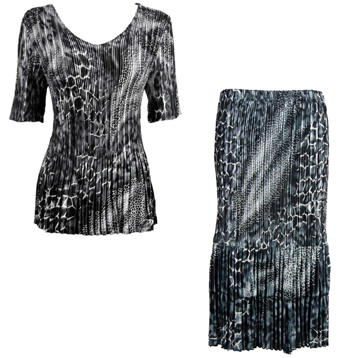 748  - Matching Satin Mini Pleat Skirt and Top Set