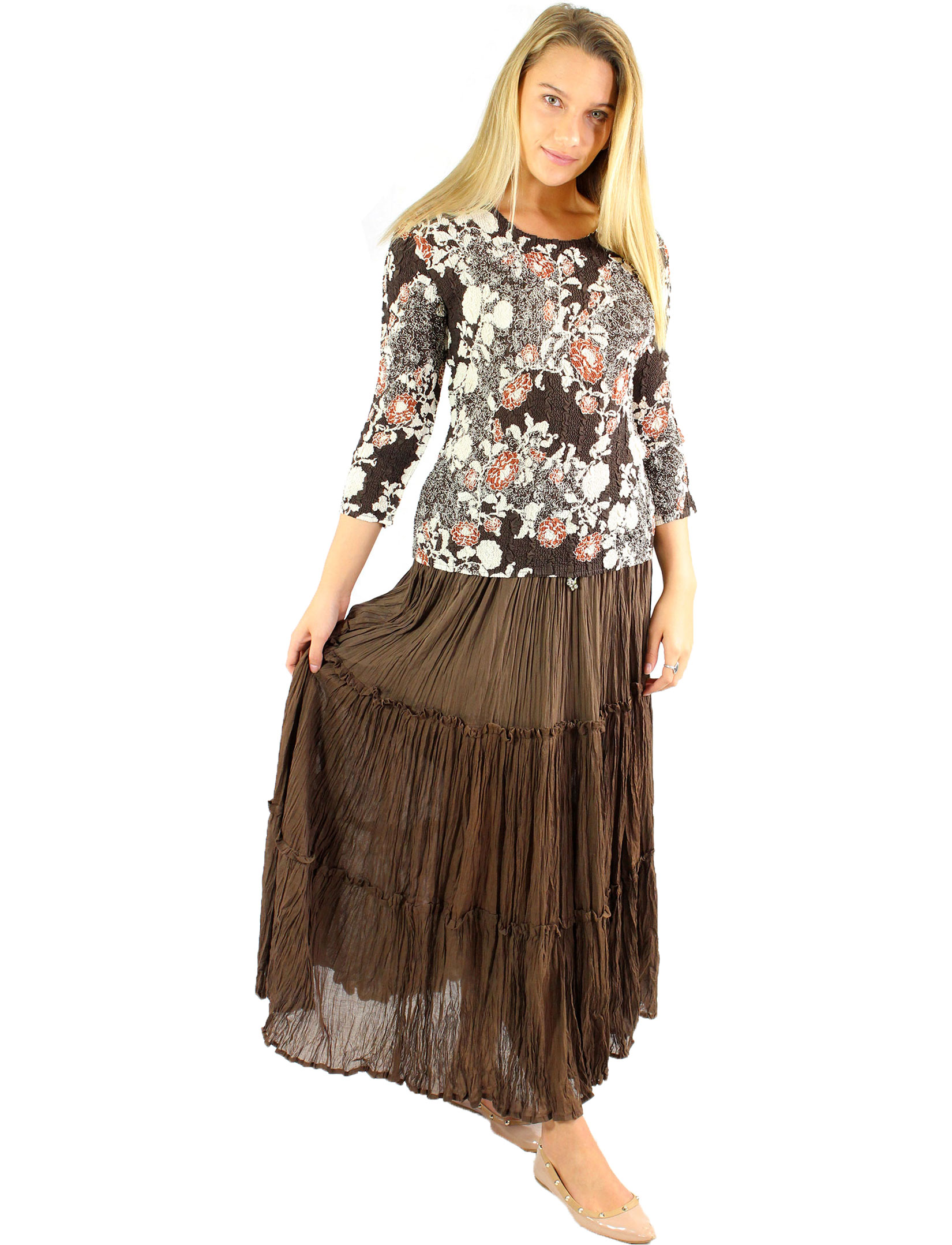 wholesale Skirts - Cotton Three Tier Broomstick 500 & 529