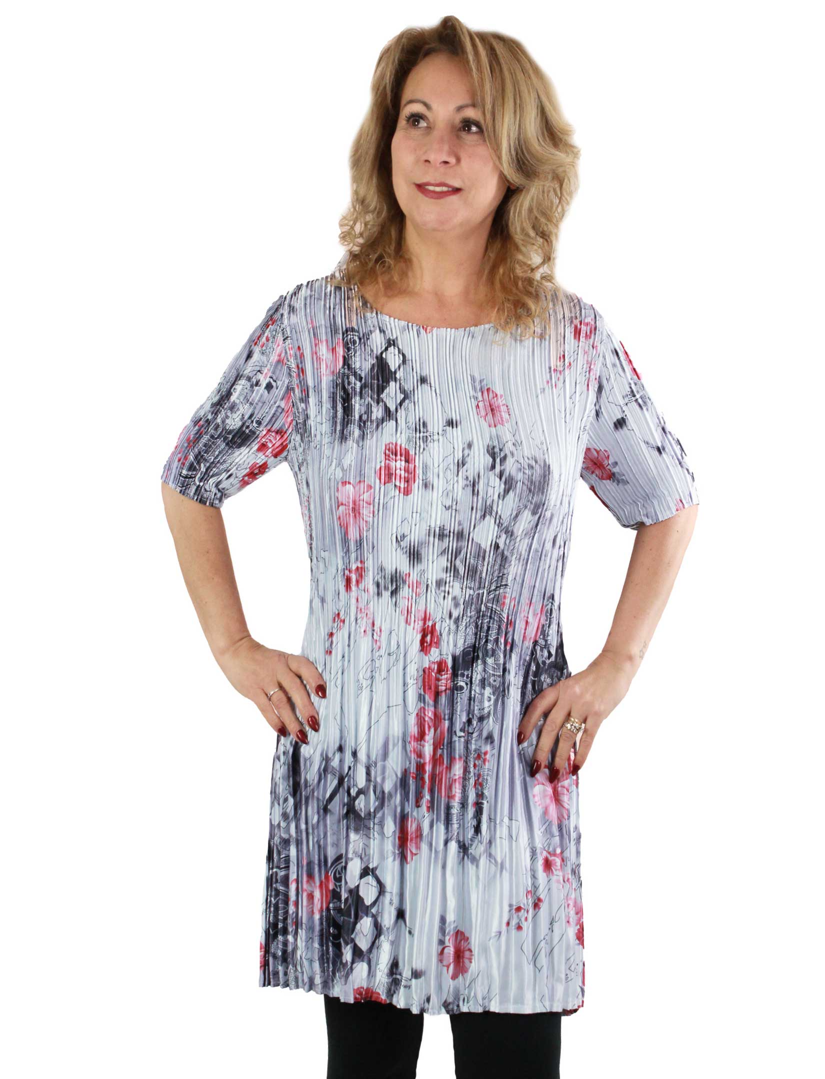 Satin Mini Pleats - Half Sleeve Tunic