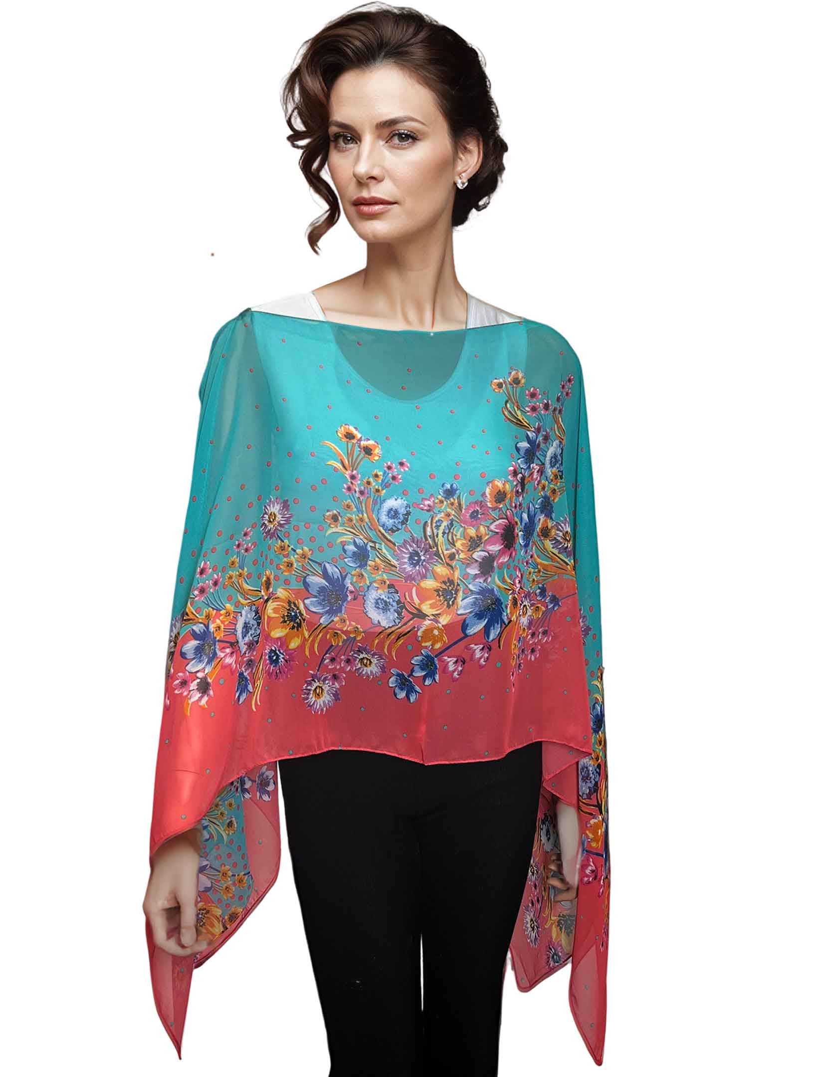 wholesale 1799 - Silky Six Button Poncho/Cape