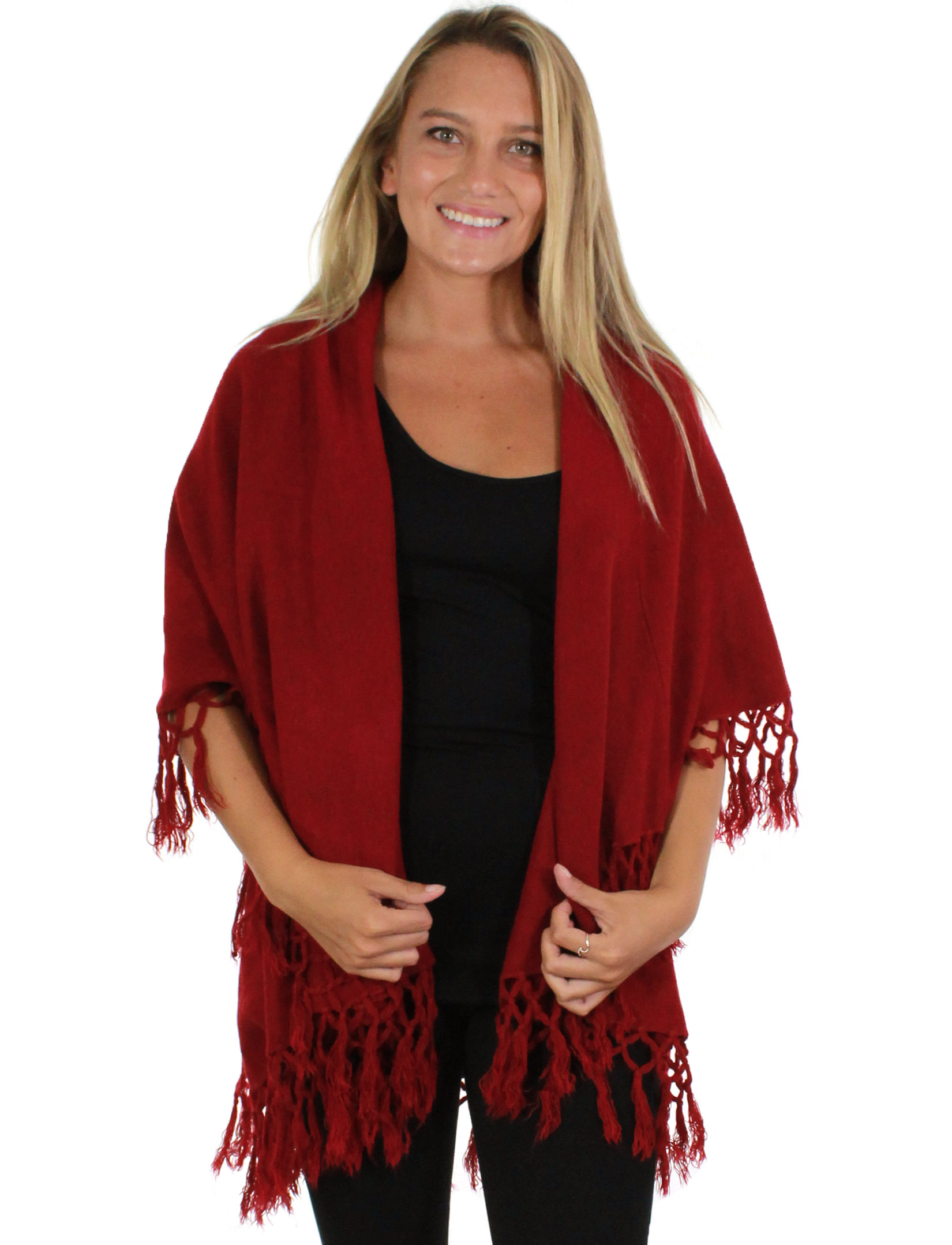 wholesale 129 - Tasseled Wool Feel 129 Vest/Cape PN27