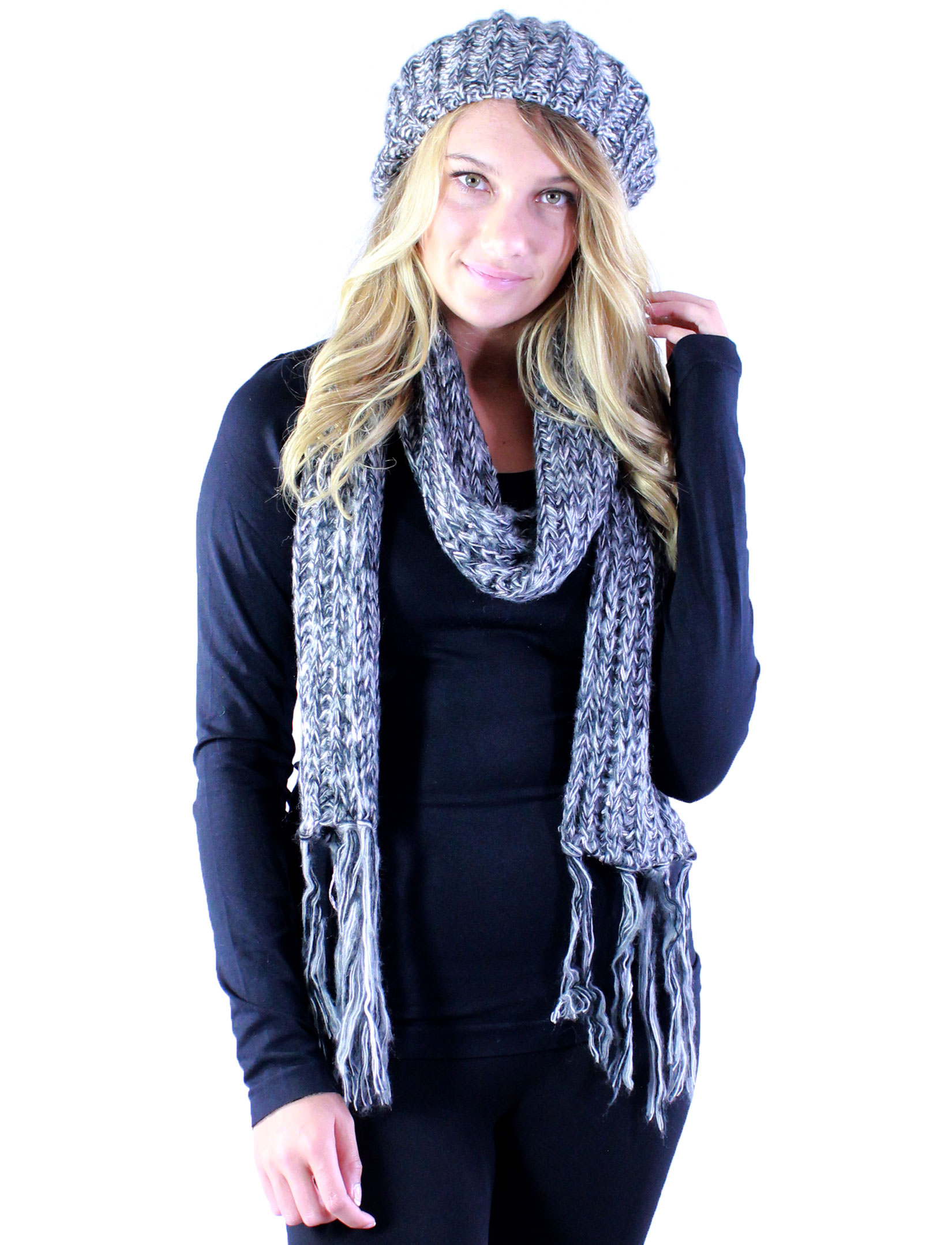 wholesale 5007 - Knit Sequined Scarf and Hat Set