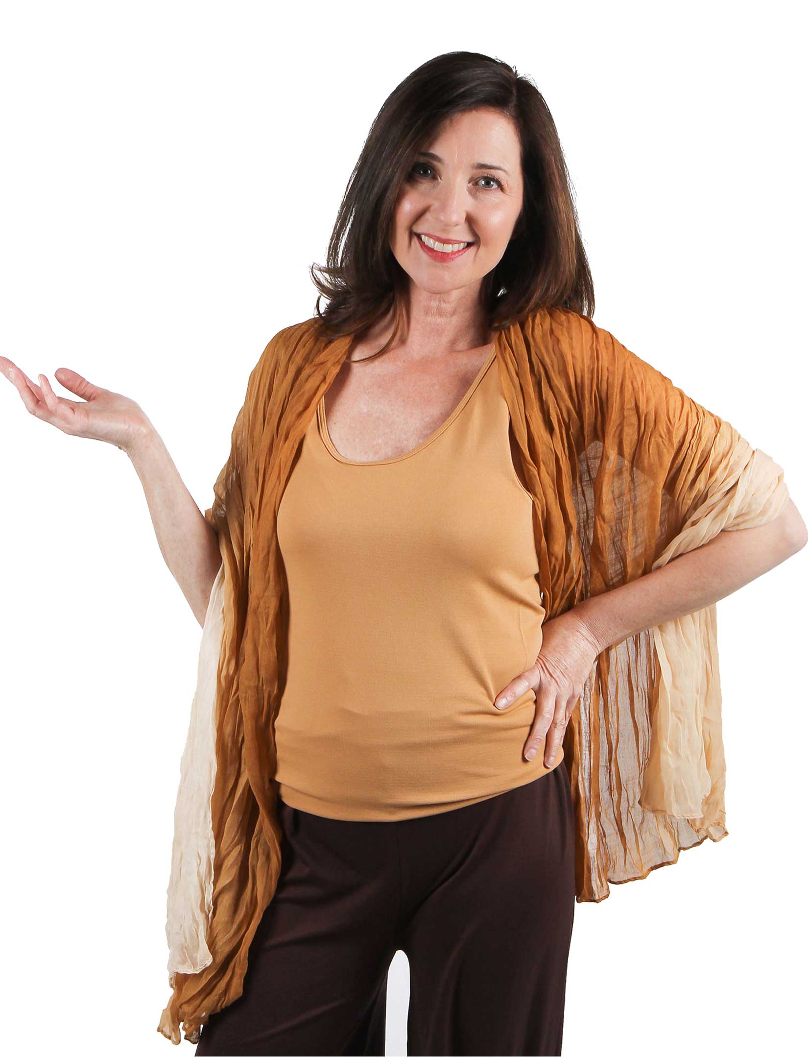 wholesale 1501 -  Variegated Camel Crinkle Shawl