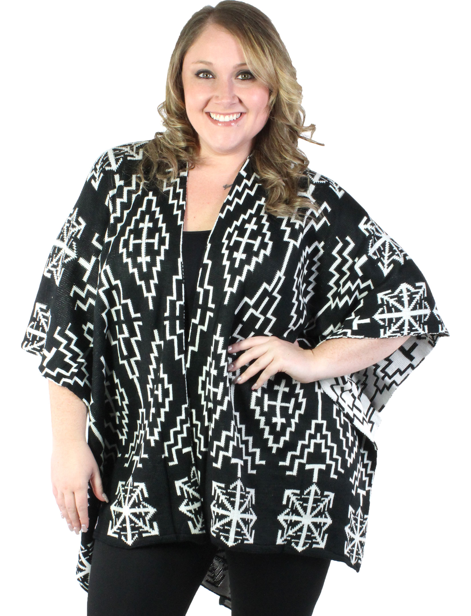 Ruana Capes - Reversible Snowflake Print 8121