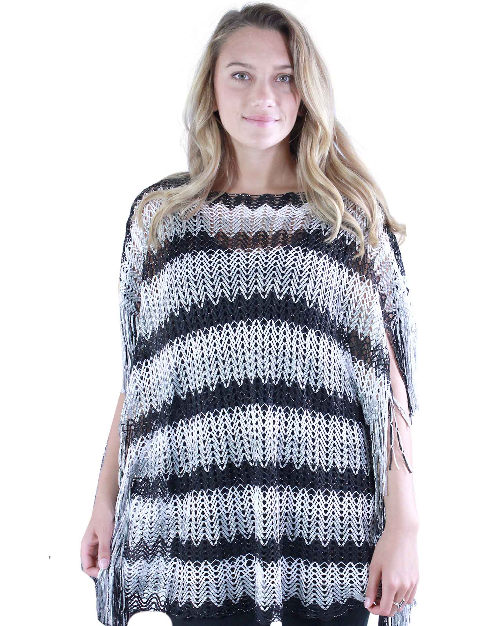 6604 & 6608 - Fishnet Metallic Ponchos