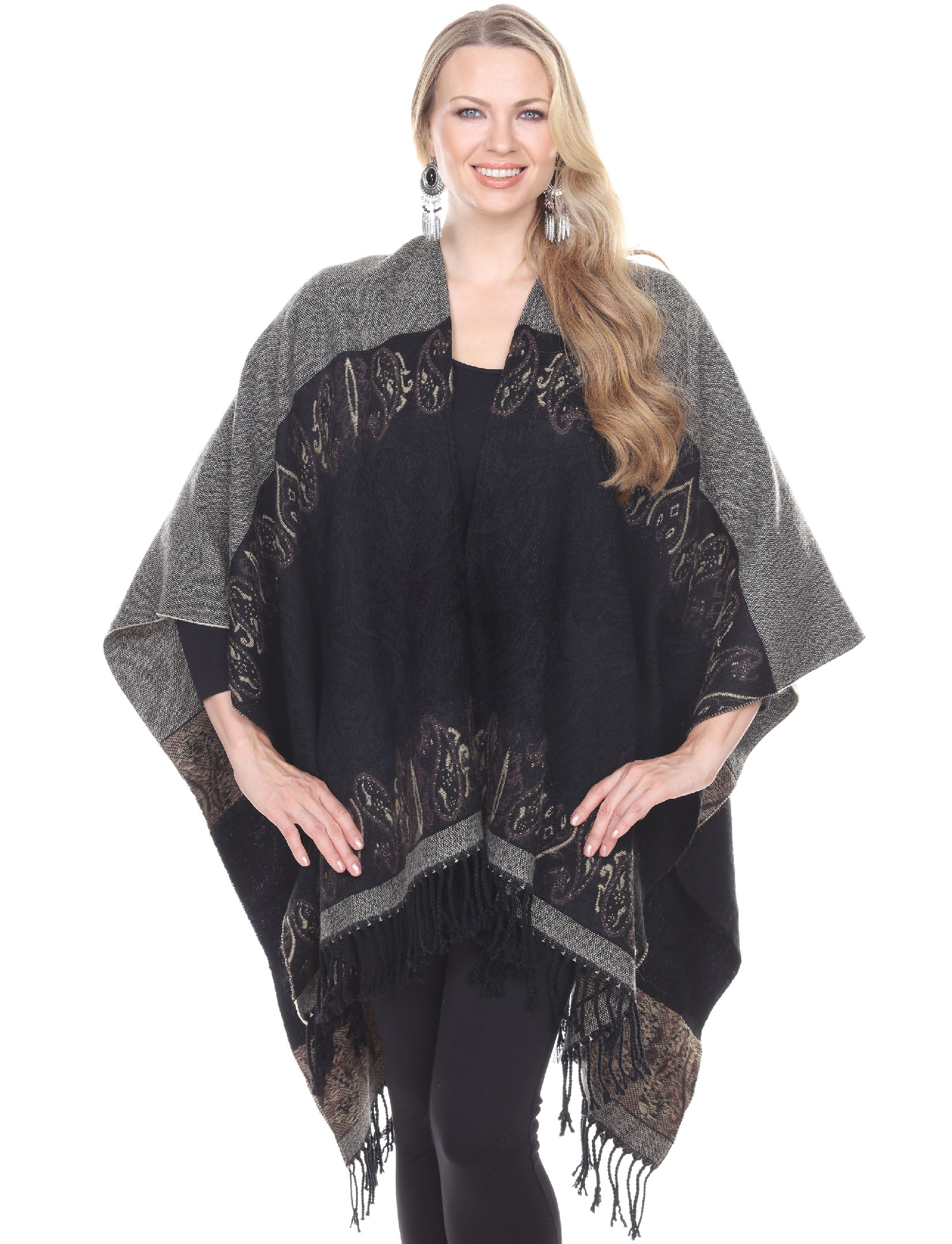 wholesale  C Ruana-Style Wool Feel Capes