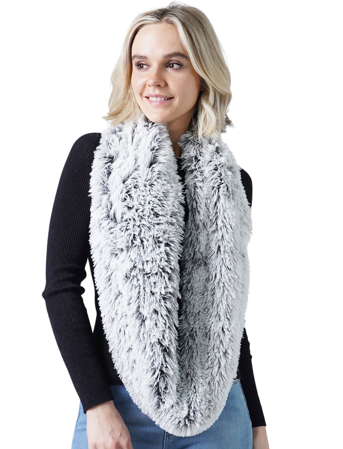 8832 - Two Tone Fur Infinity Scarves 