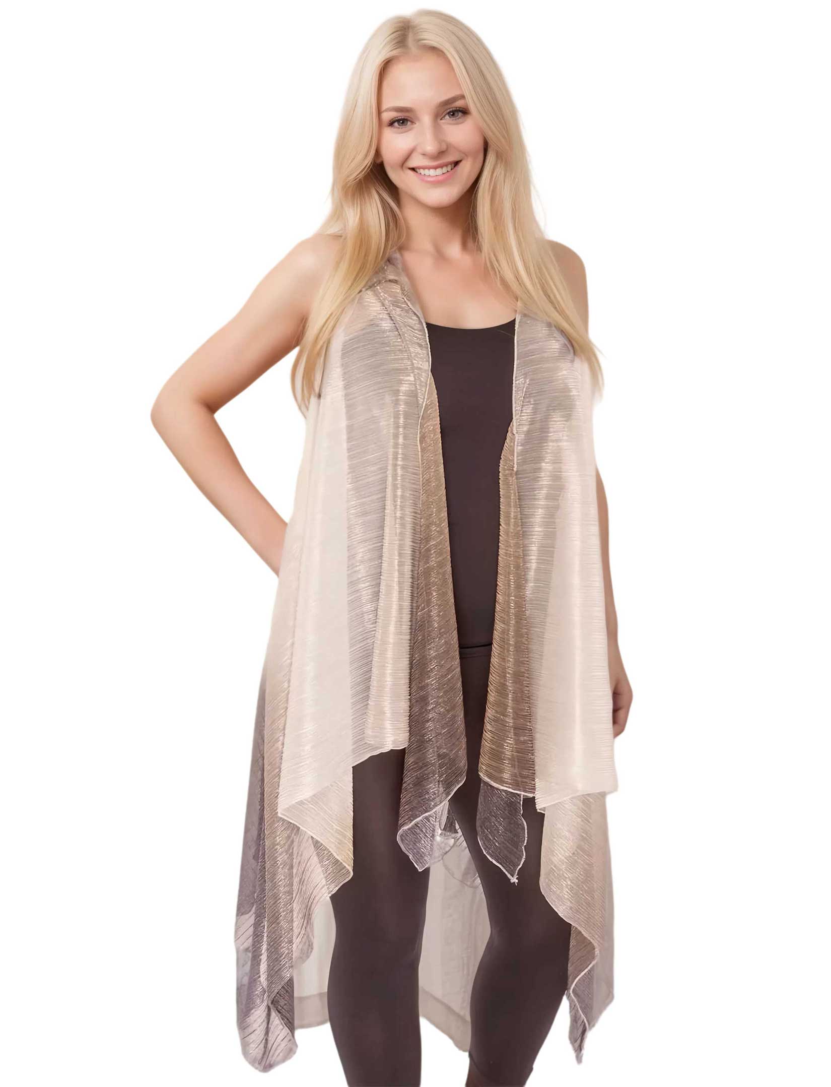 8911 - Metallic Ombre Pleated Vests