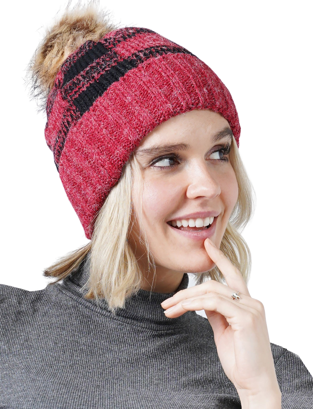 wholesale 8712 - Buffalo Check Knit Hats 