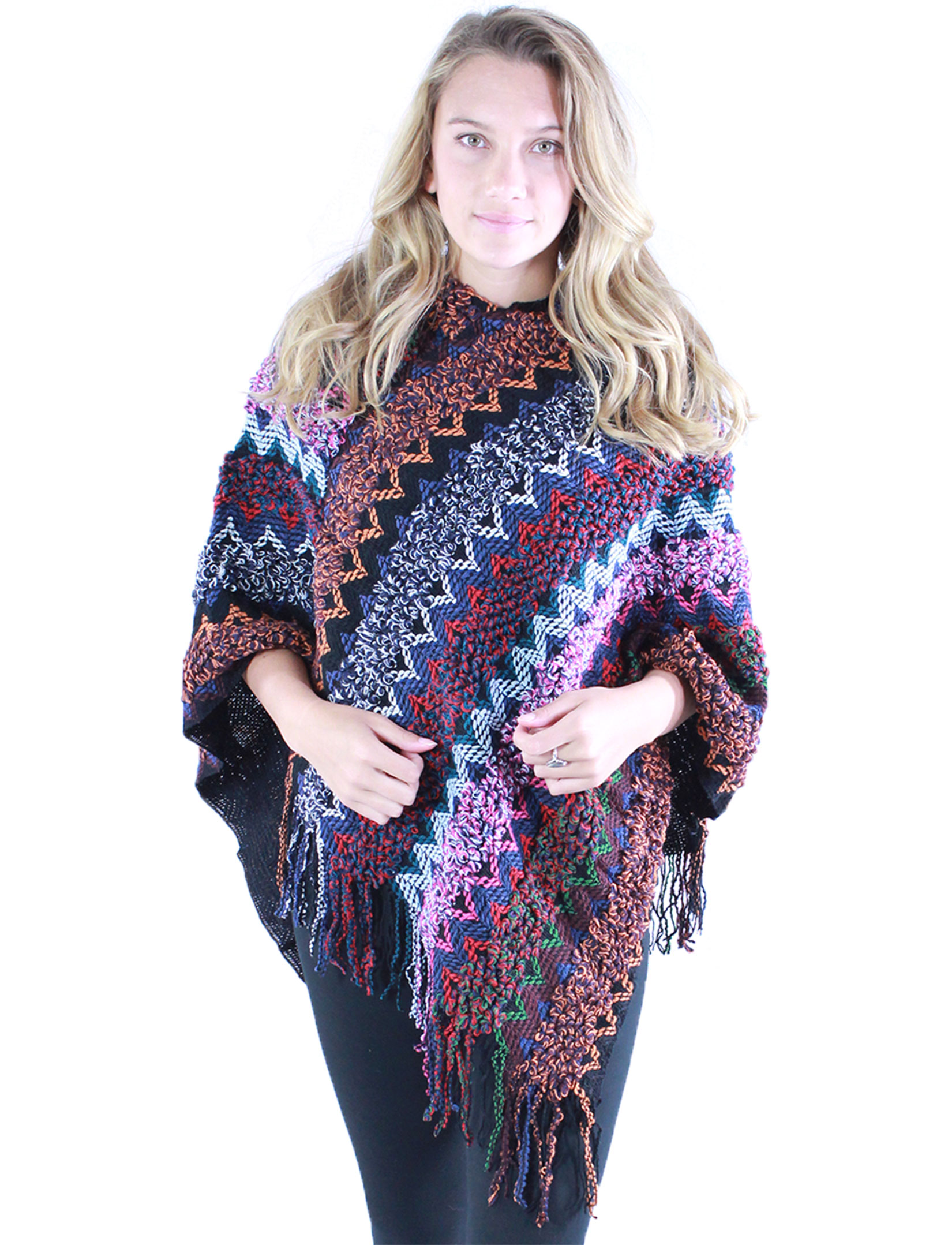 wholesale C Poncho - Woodstock Knit Multi Color 9151