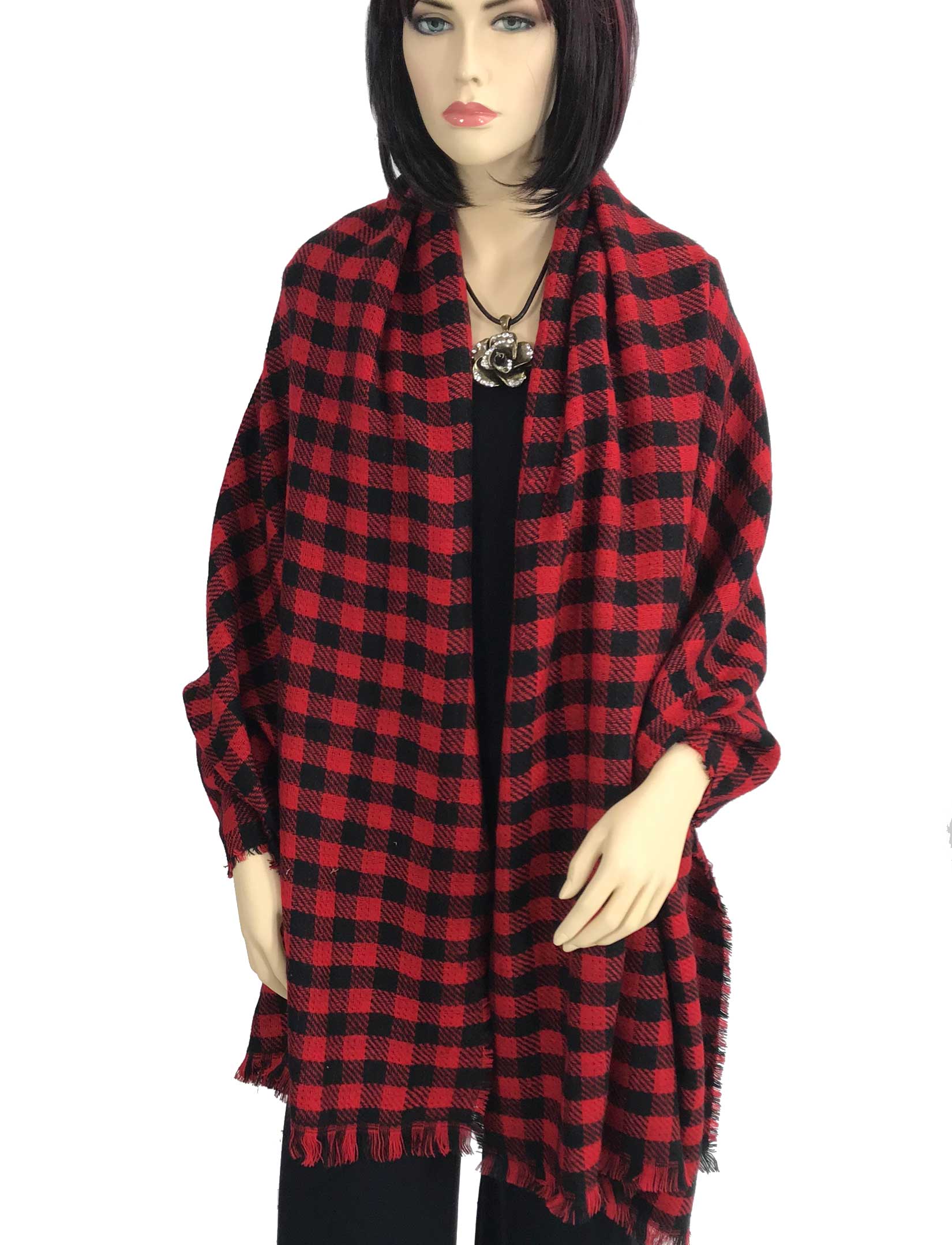 wholesale Oblong Scarves/Shawls - Buffalo Check 9088*