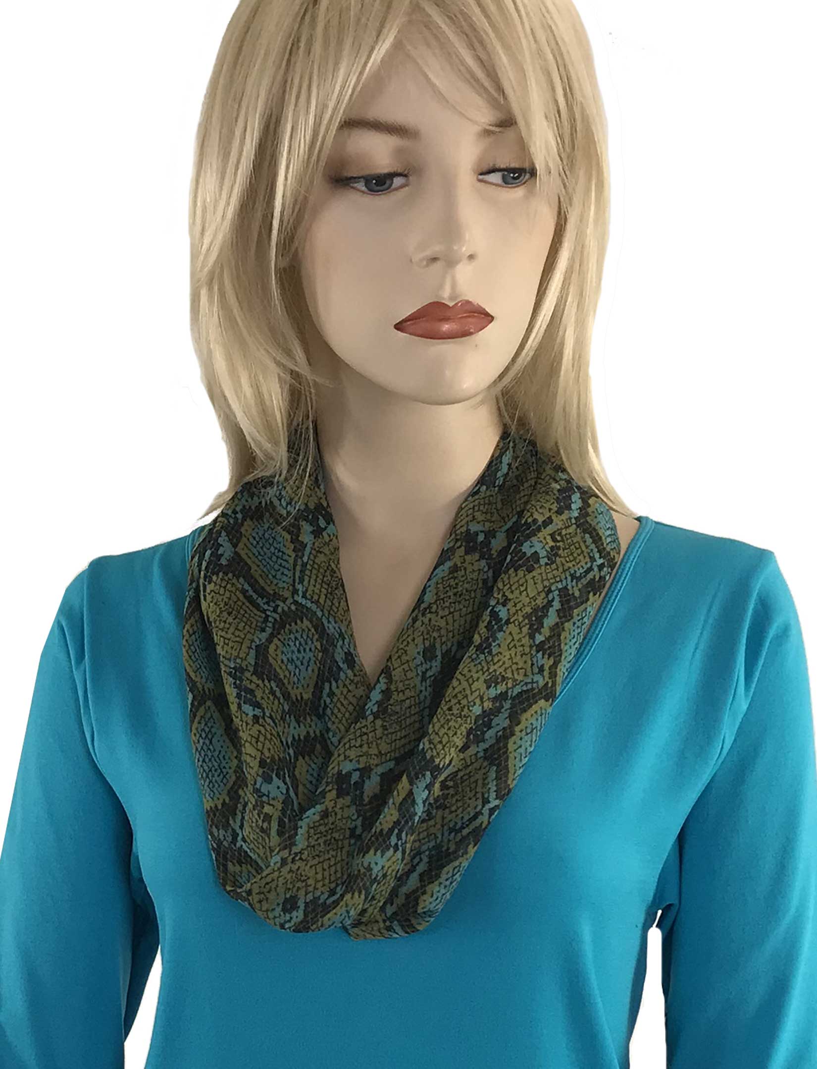 wholesale 3127 - Reptile Print Scarves with Magnetic Clasp 