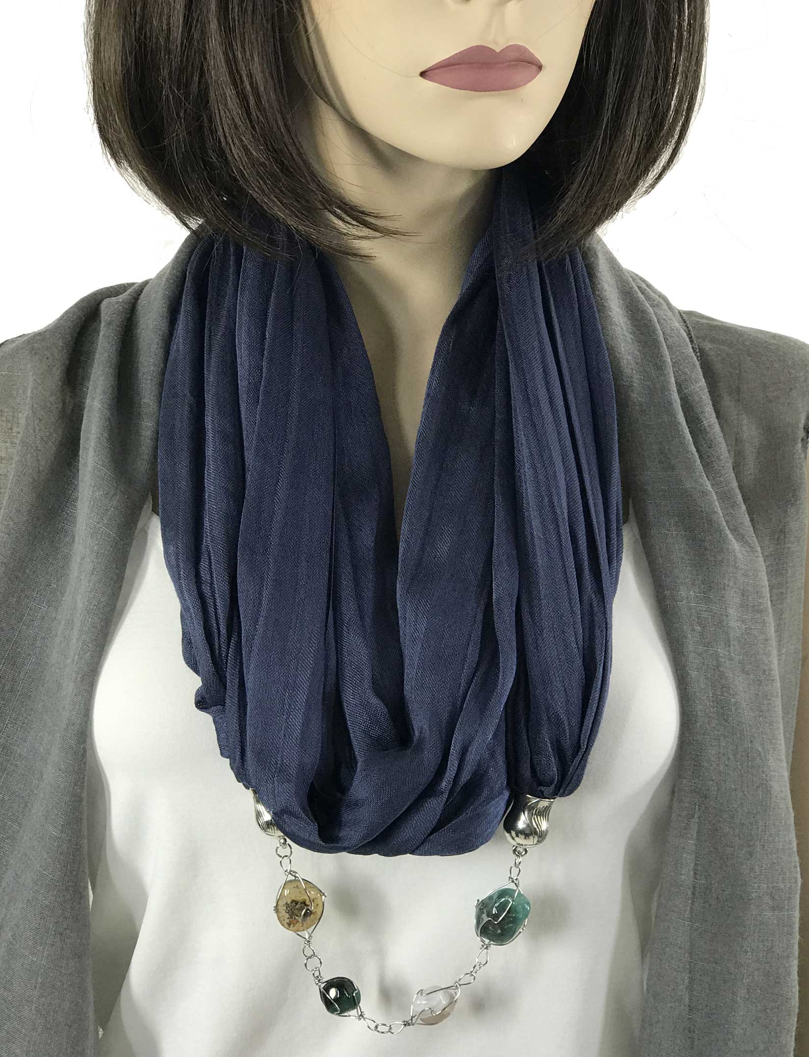 wholesale 100 - Cotton/Silk Jewelry Infinity Scarves 