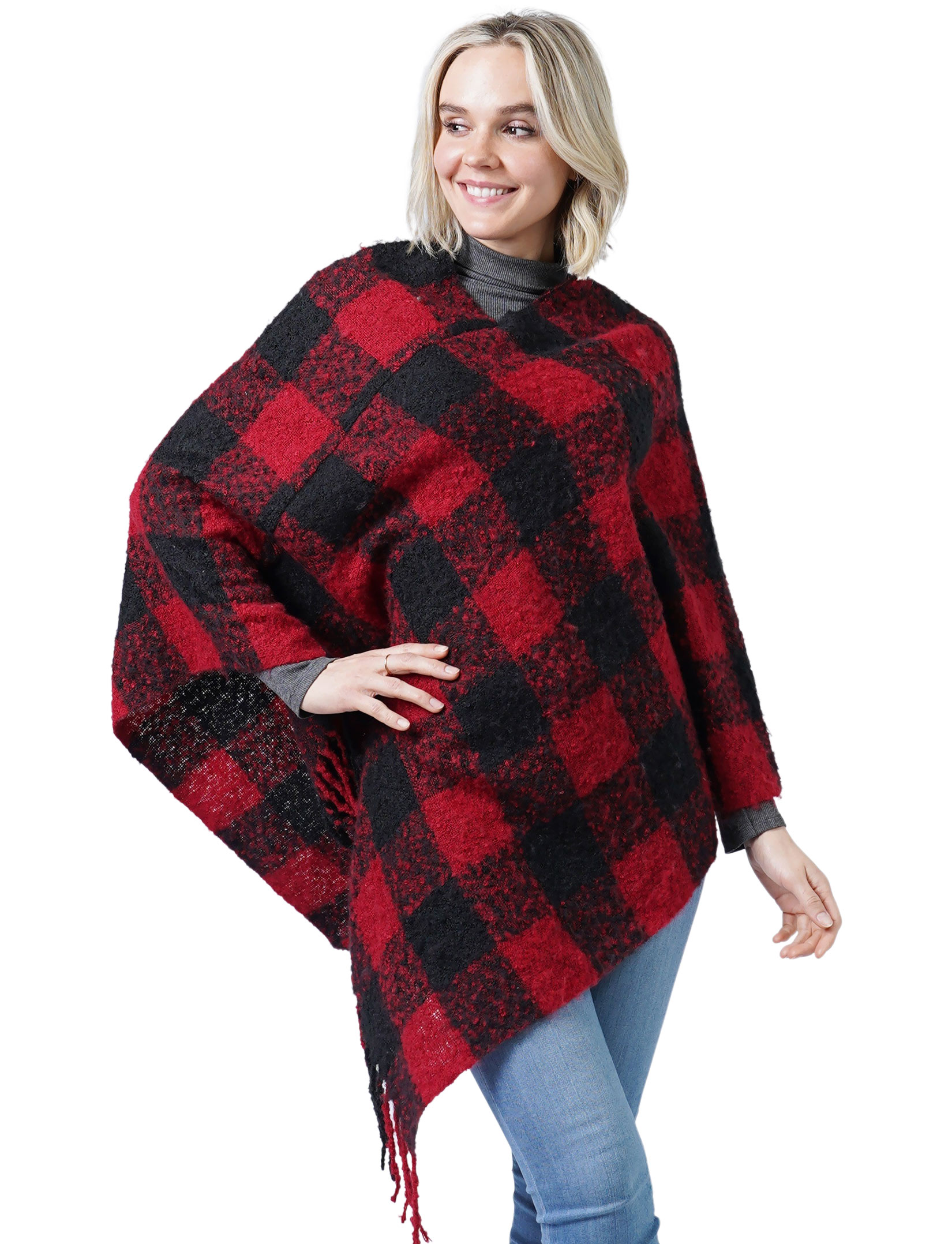 wholesale 9575 - Buffalo Check Poncho