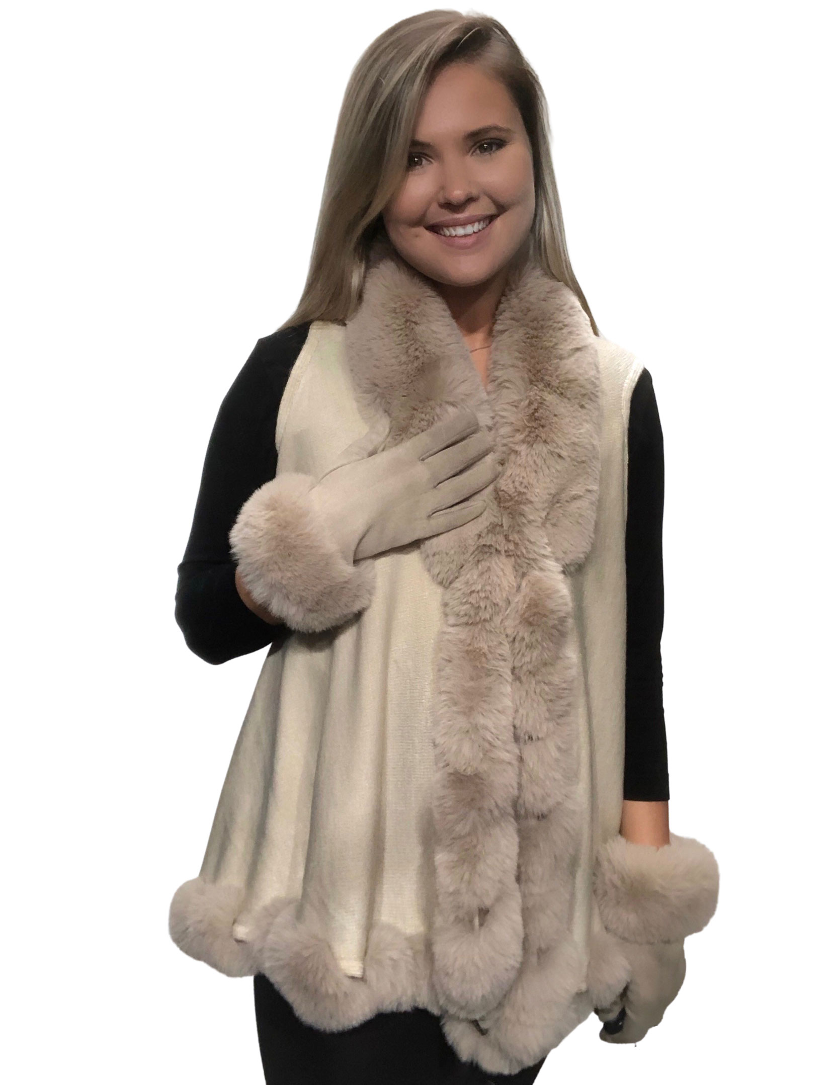 wholesale LC11 - Faux Rabbit Fur Vests