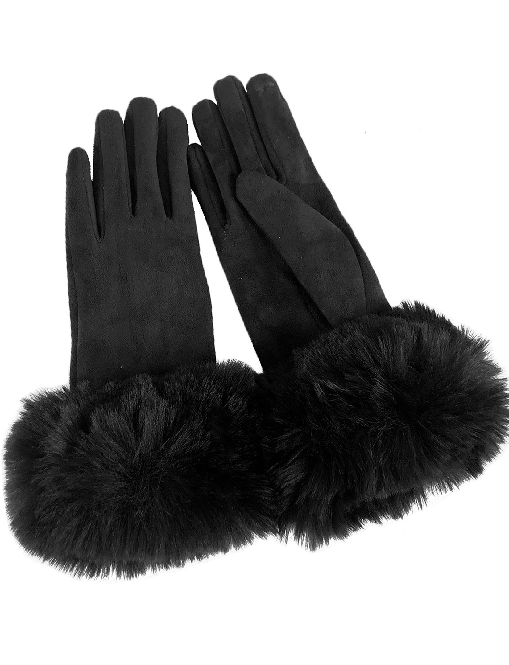 wholesale LC02 - Faux Rabbit Fur Trim Gloves