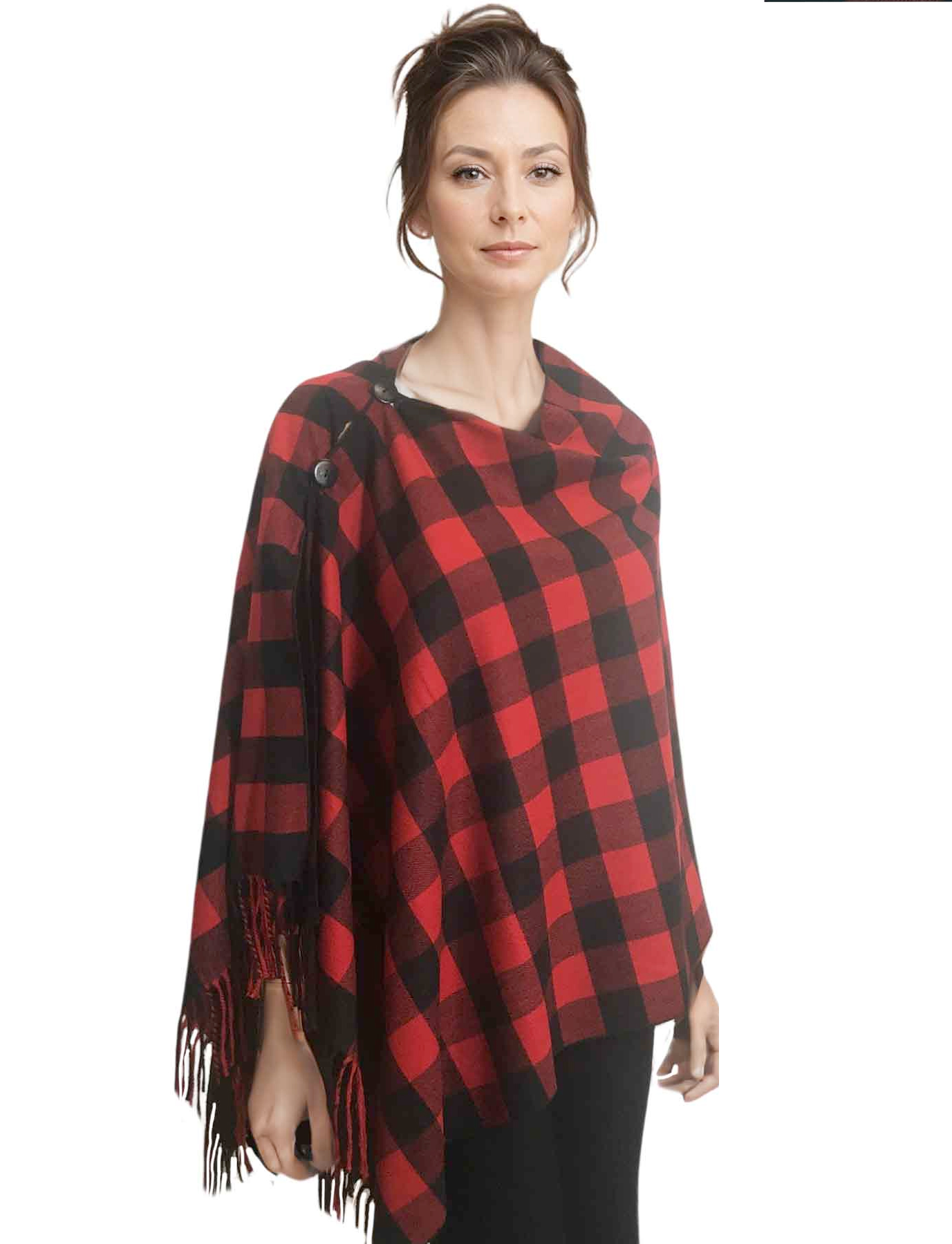 3306 - Plaid Button Shawls