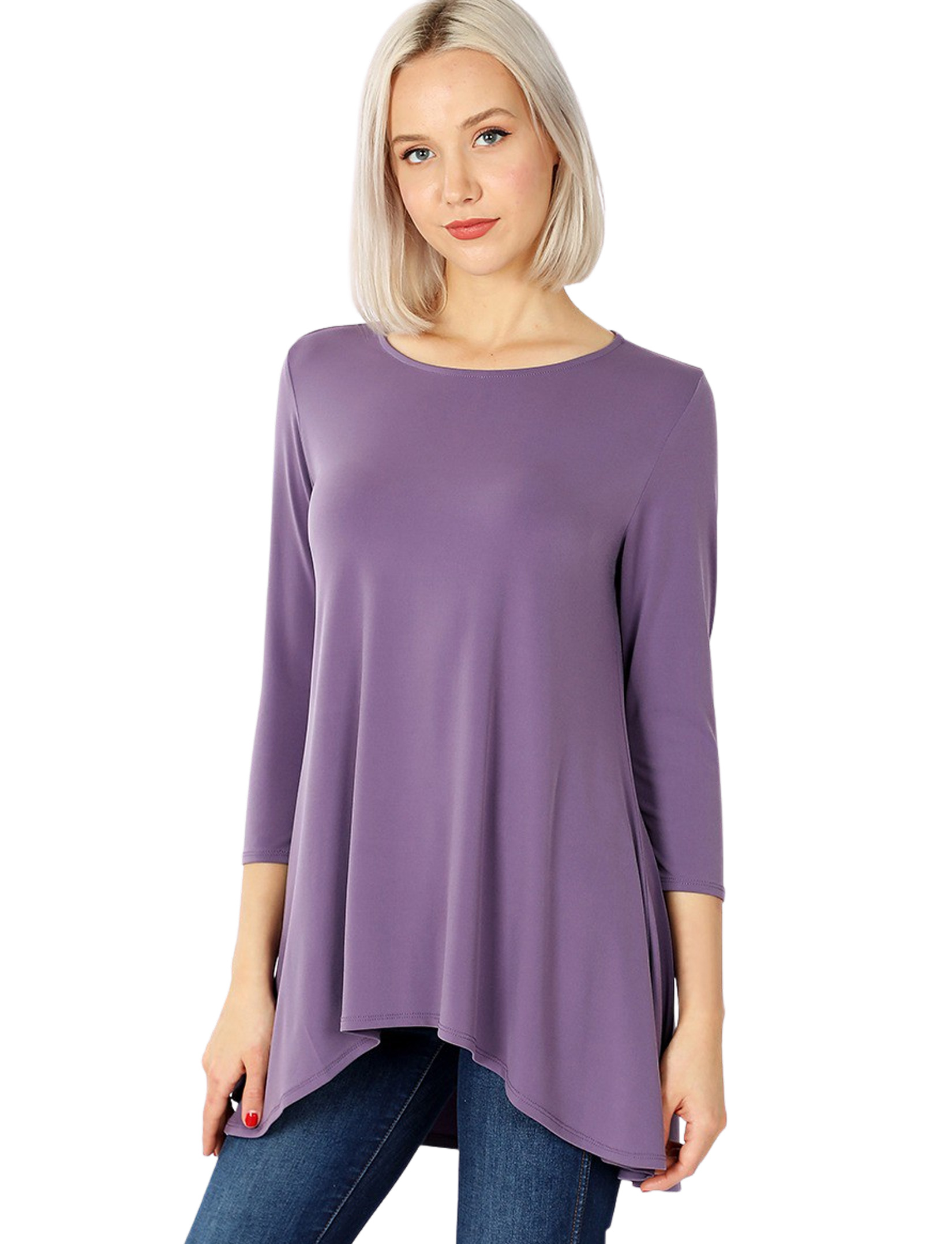 wholesale 2367 - Ity High-Low 3/4 Sleeve Top
