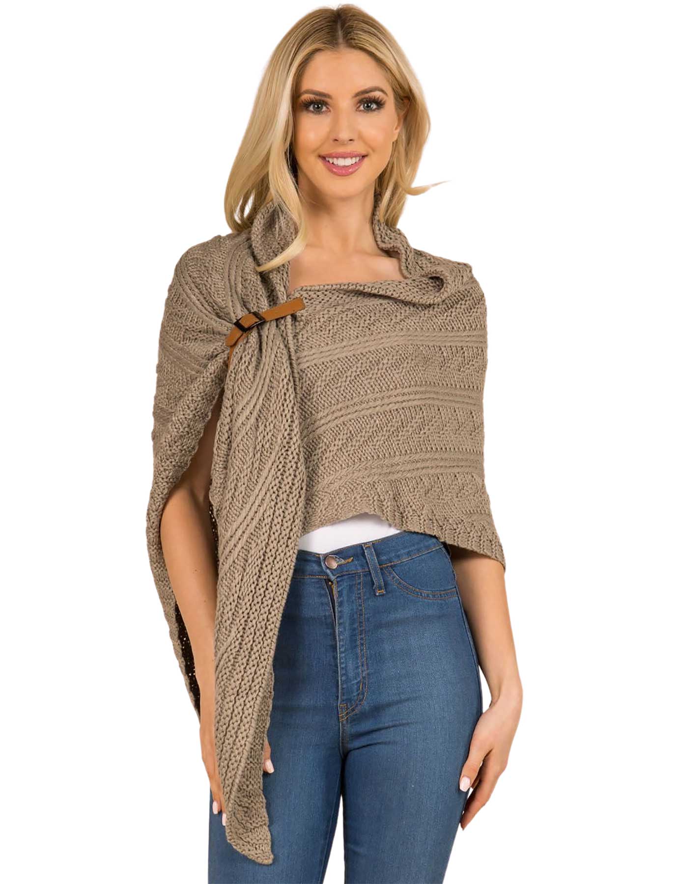 wholesale 3318 - Cable Knit Triangle Wrap 