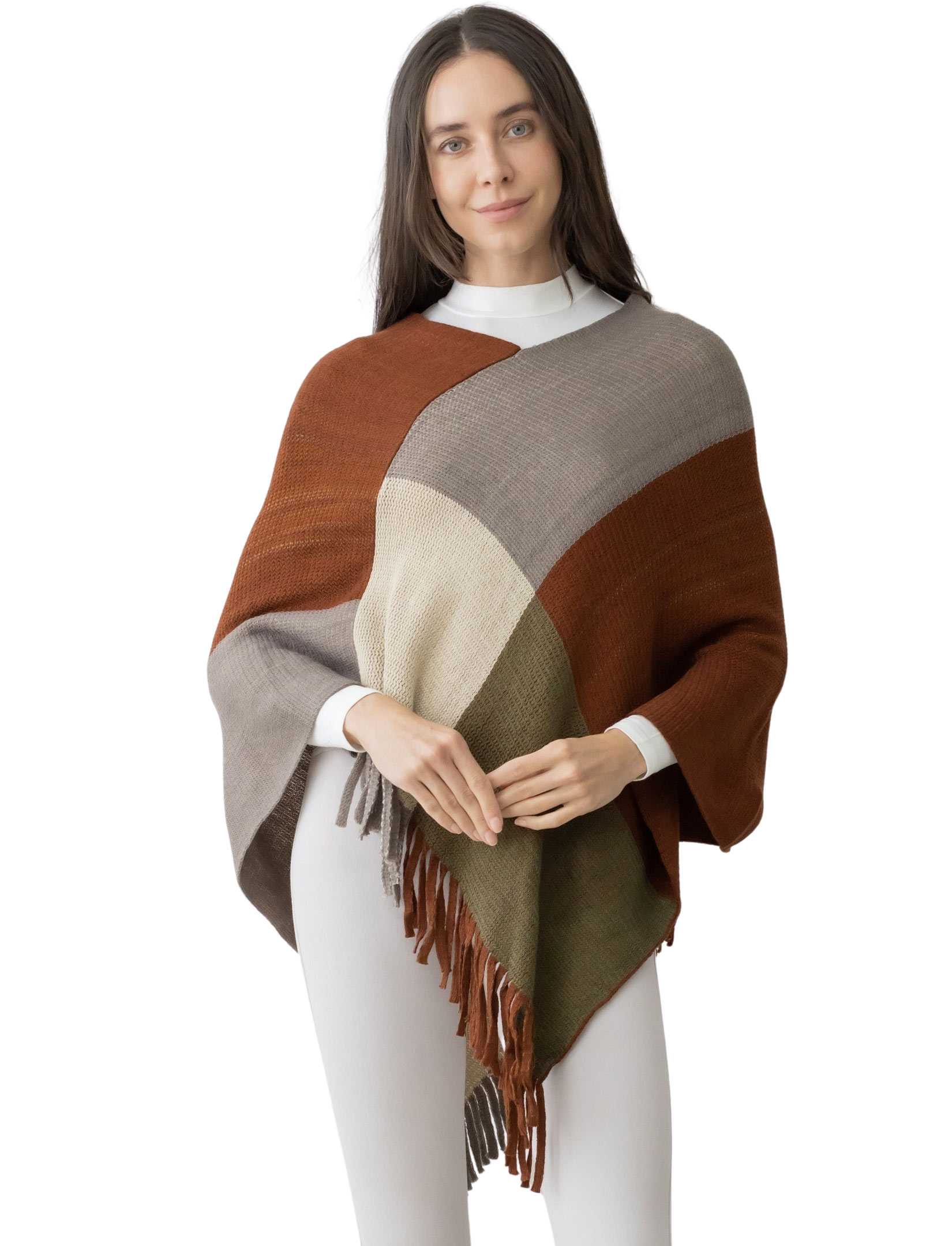 wholesale 5065 - Color Block Poncho