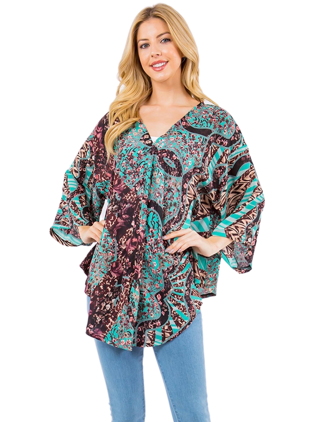 wholesale 3779 - V-Neck Poncho with Sleeves 3779/4256/