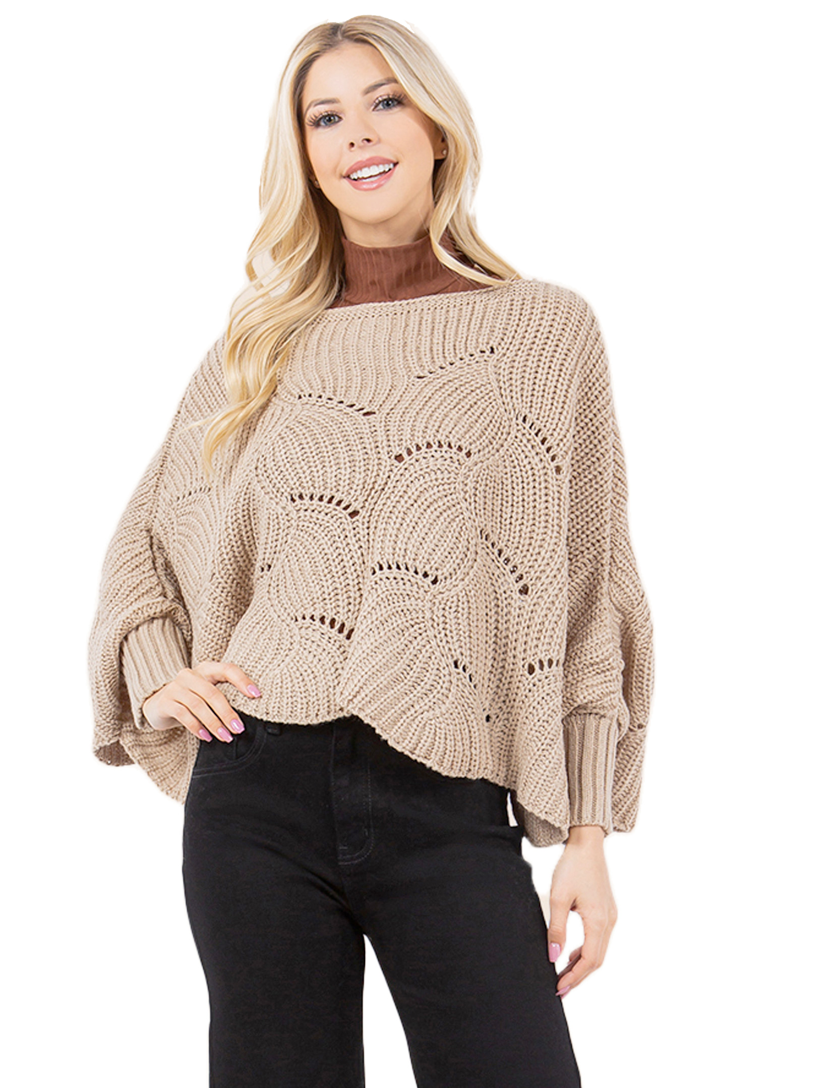 wholesale 4271 - Sweater Poncho w/ Sleeves
