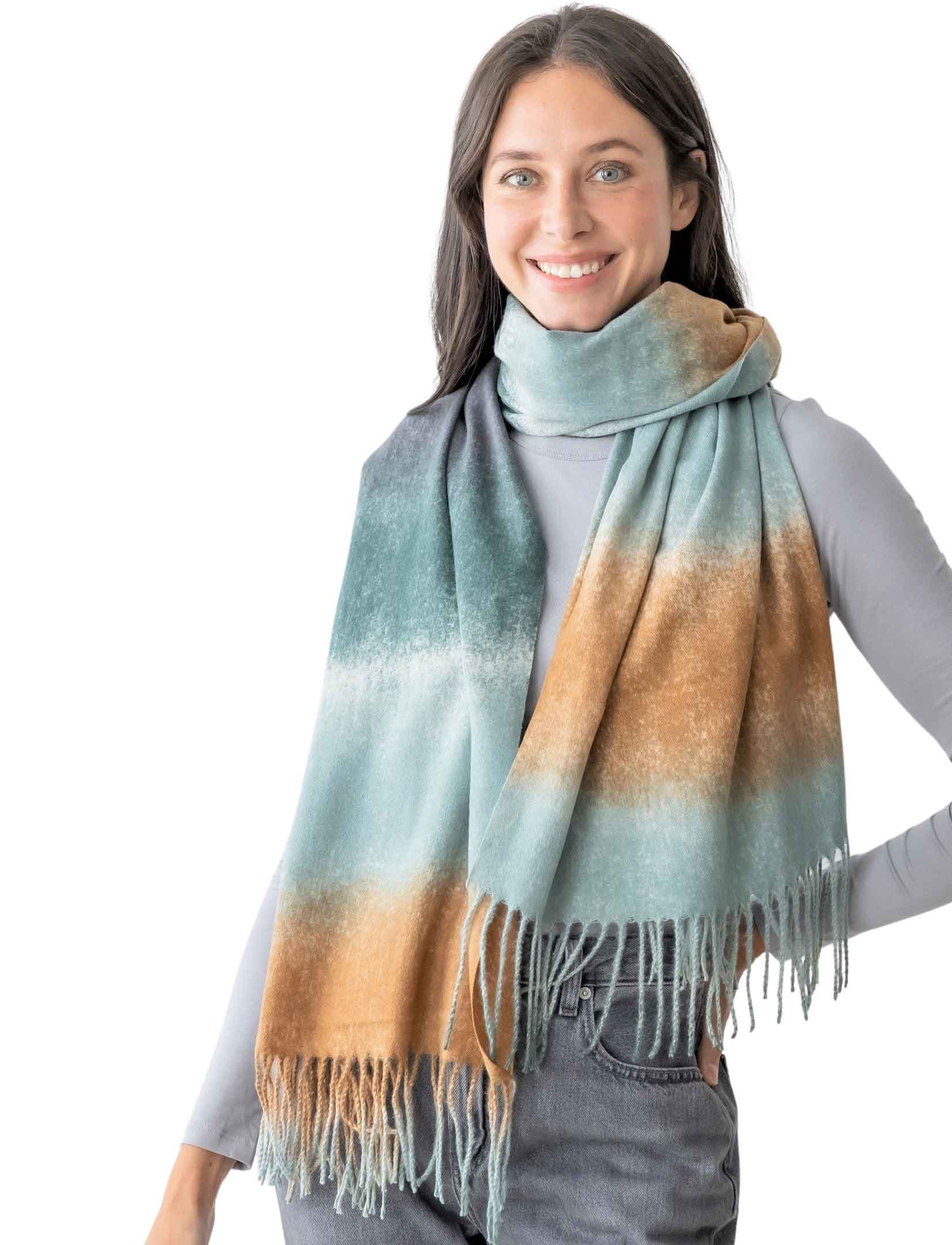 wholesale 4037 - Striped Color Block Winter Scarves/Shawls