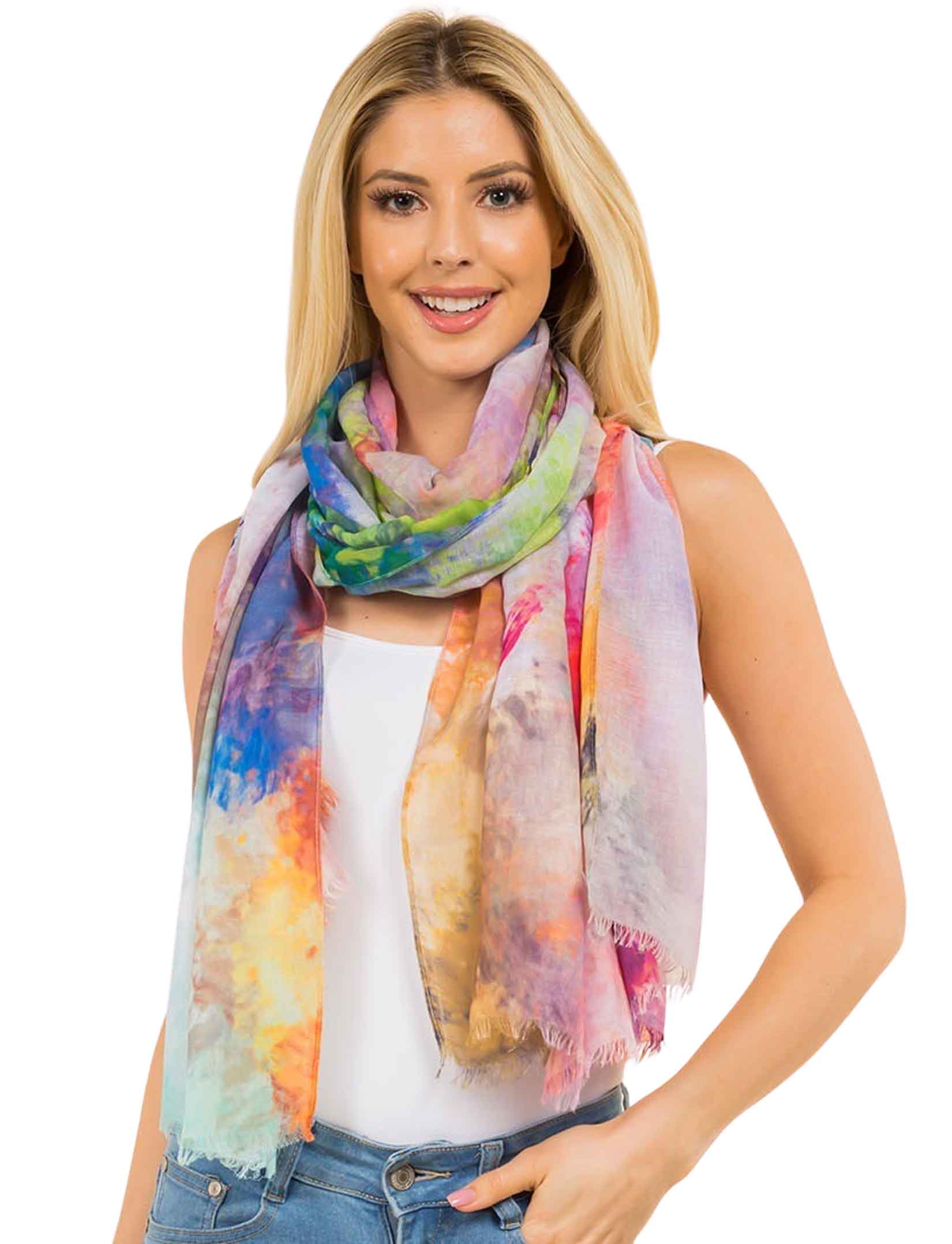 wholesale 0002 - Watercolors Tie Dye Scarves
