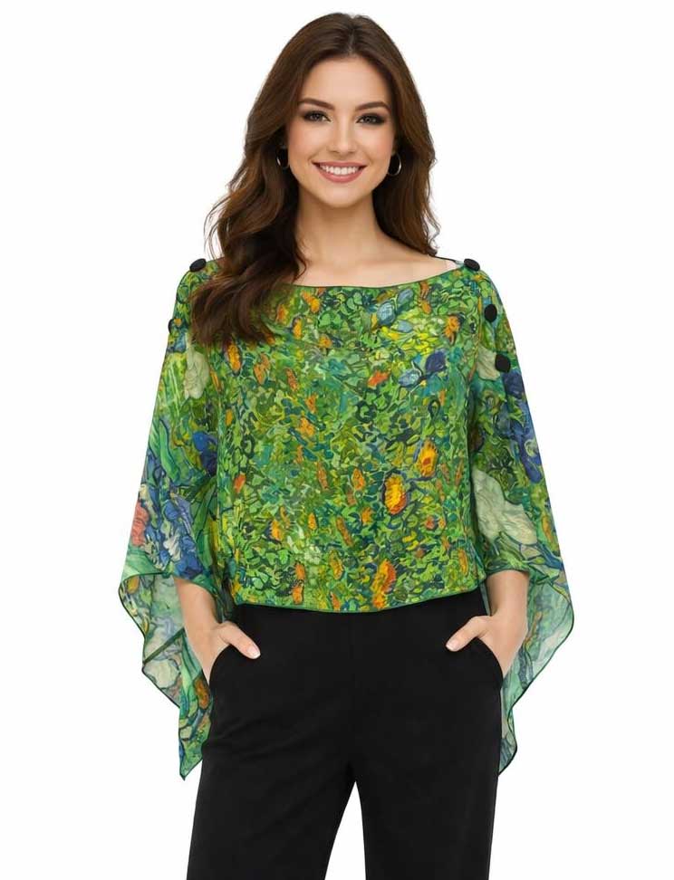 3980 - Six Button Satin Ponchos
