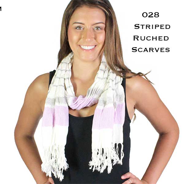 028 - Striped Ruched Scarves