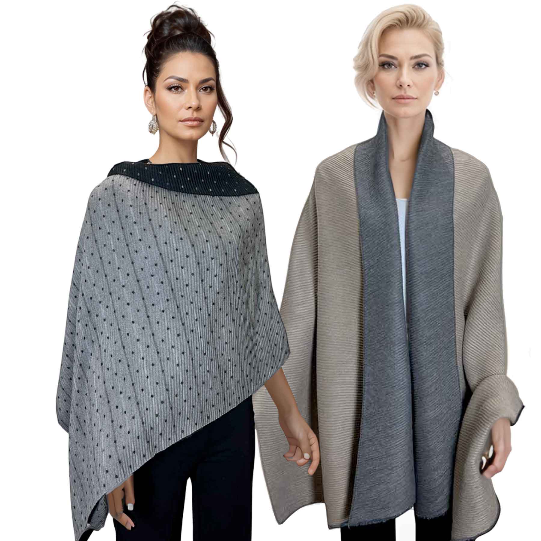 3072 & 3073 - Reversible Pleated Shawls
