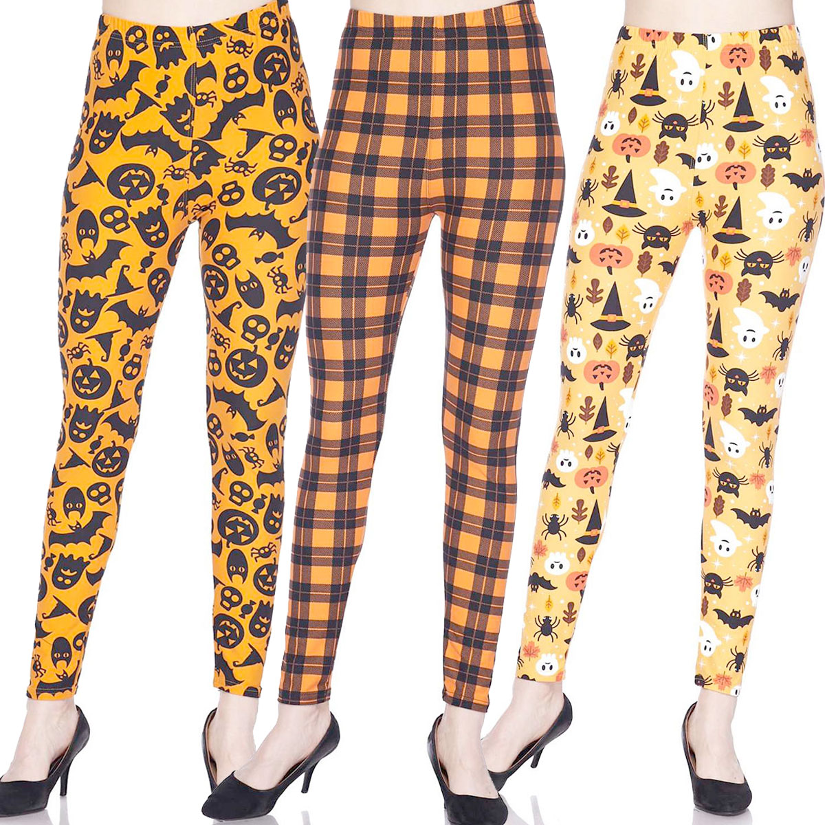Halloween Print Brushed Fiber Leggings 3191